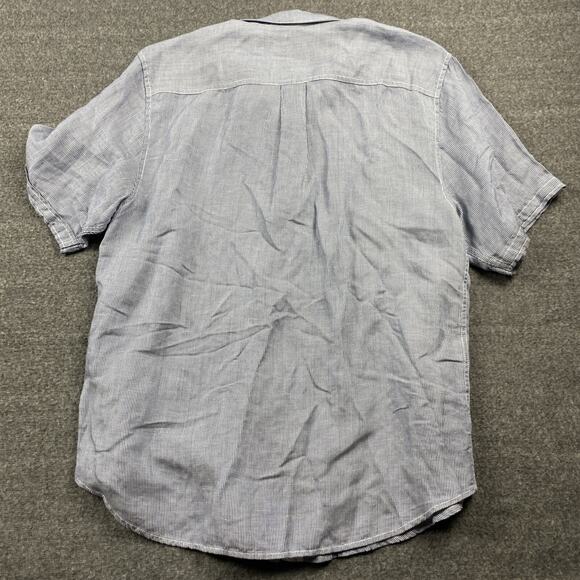 Tommy Bahama Shirt Mens Med‎ Linen Blend Button Short Sleeve Stripe Seersucker - Picture 10 of 12